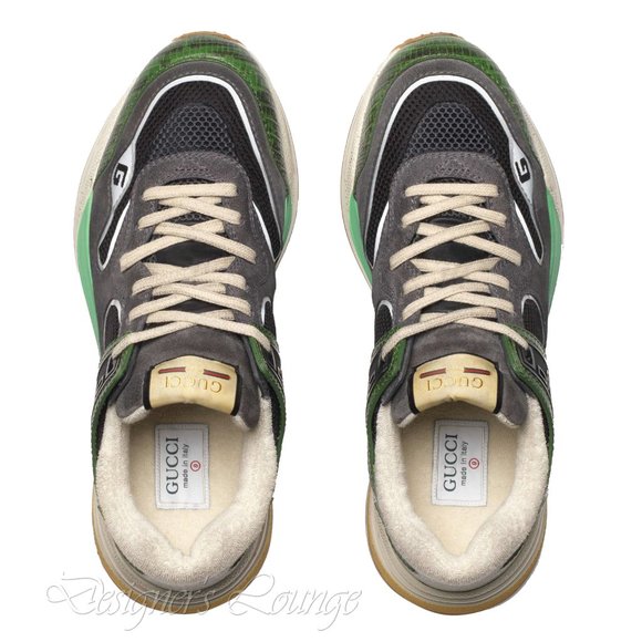 NEW GUCCI Men's ULTRAPACE Low Top Sneakers In Green Tejus Leather G 7.5 / US 8 - Picture 4 of 12